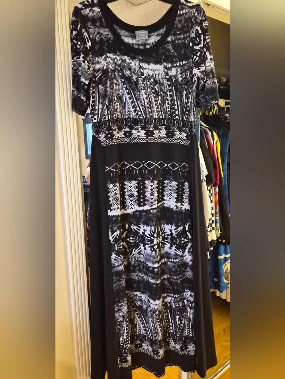 Rabbit Rabbit Rabbit Black and White Printed Maxi Dress